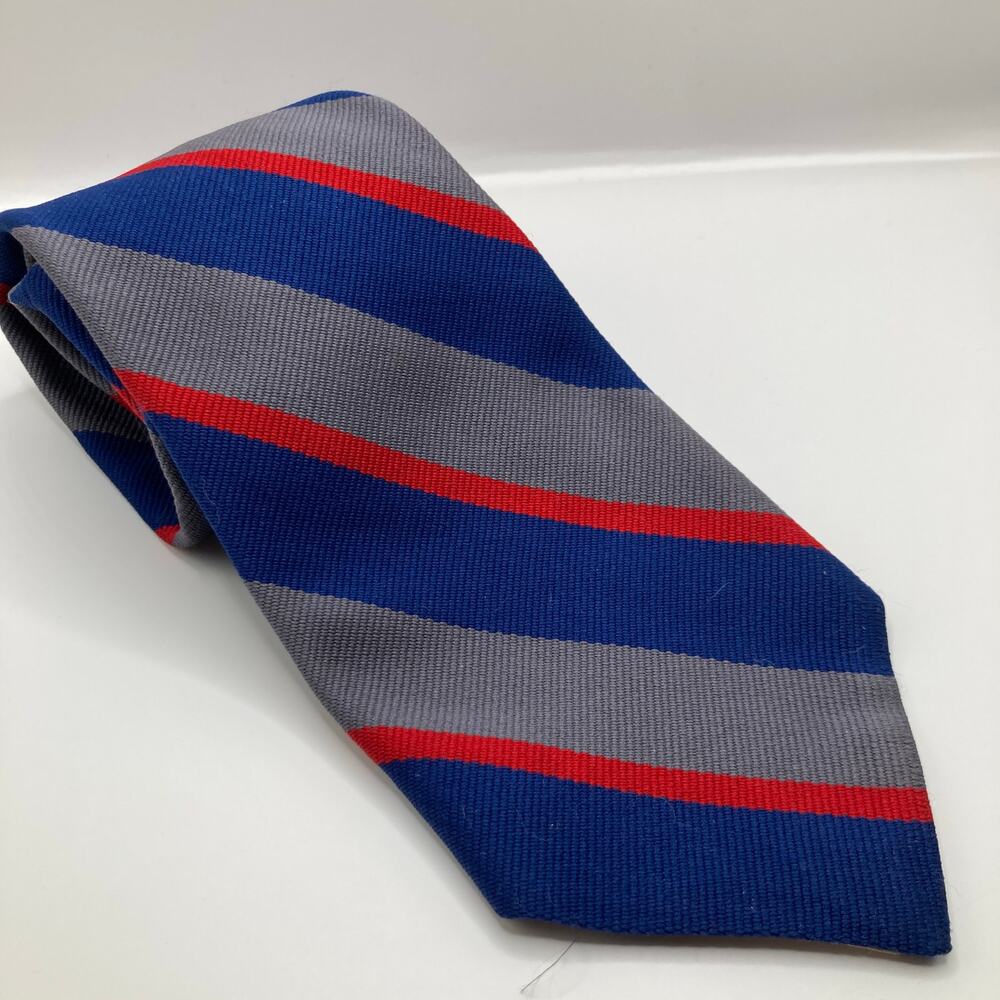 Vintage Yale Co-op Short Blue & Gray Regimental Stripe Repp Tie Preppy College
